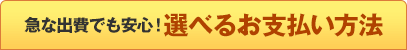 急な出費でも安心 選べるお支払い方法